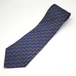 NEO Bill Blass Blue Black Silk Tie EUC